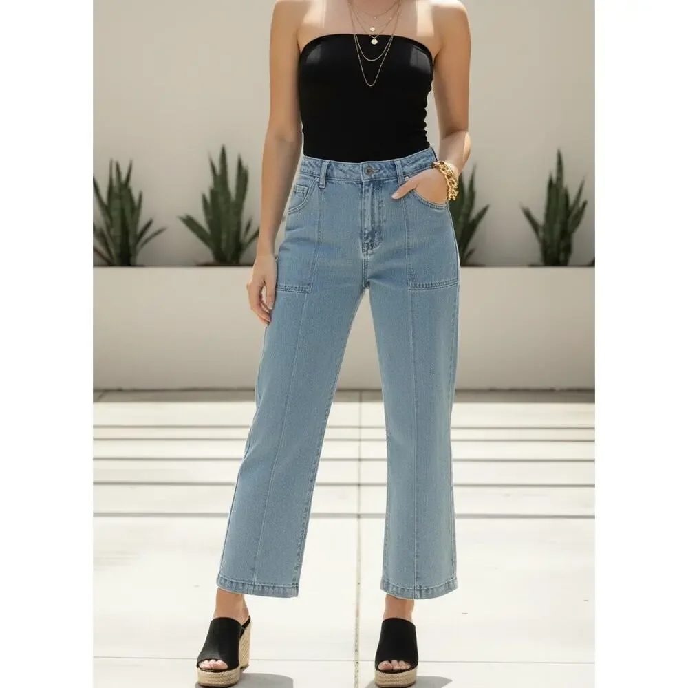 On 34th Macy's Wide Leg Carpenter Jeans Light Wash Blue Size 6 EUC - Picture 11 of 12